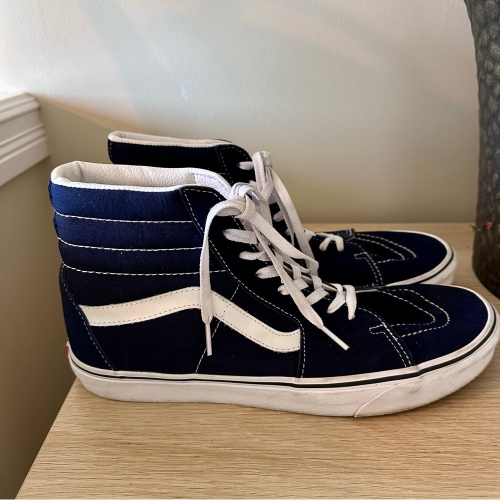 Navy Blue Vans Suede High-Top Sneakers